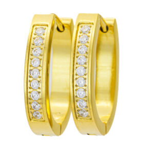 BRUNOshop.cz S4422 Oválné náušnice kroužky s kamínky GOLD