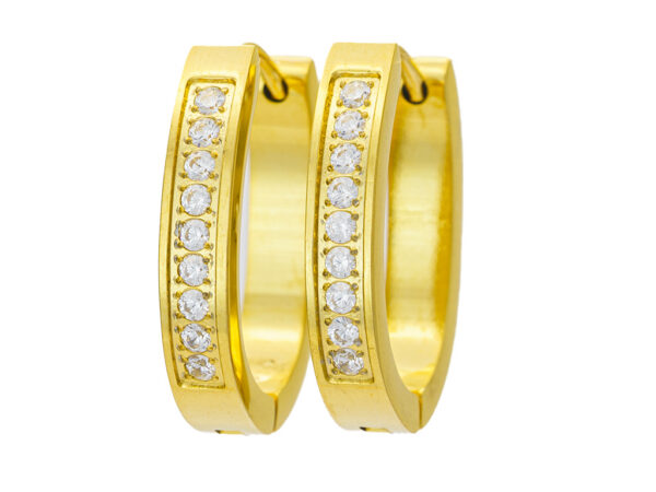 BRUNOshop.cz S4422 Oválné náušnice kroužky s kamínky GOLD