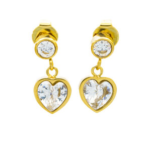 BRUNOshop.cz S4433 Visací náušnice SRDÍČKO s kamínky GOLD