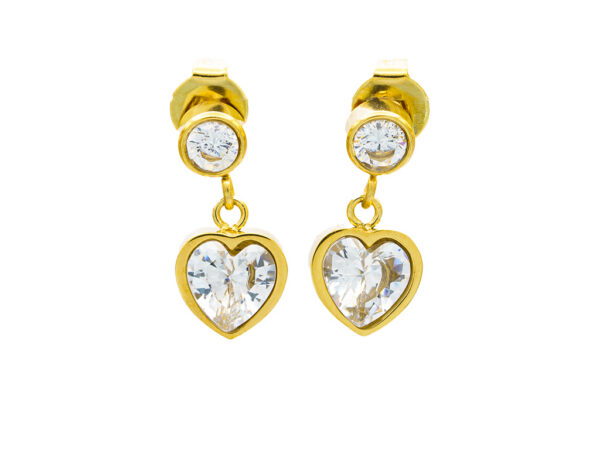 BRUNOshop.cz S4433 Visací náušnice SRDÍČKO s kamínky GOLD