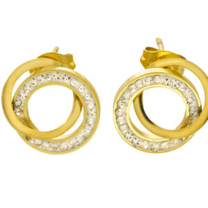 BRUNOshop.cz S4443 Náušnice propojené kroužky GOLD s kamínky