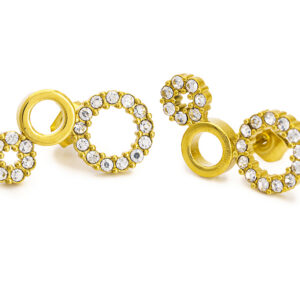 BRUNOshop.cz S4446 Náušnice KOLEČKA GOLD s kamínky