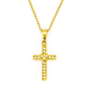 BRUNOshop.cz S4487 Náhrdelník KŘÍŽEK s kamínky GOLD