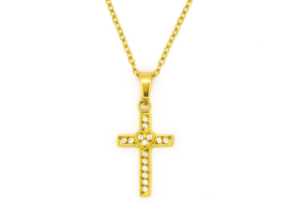 BRUNOshop.cz S4487 Náhrdelník KŘÍŽEK s kamínky GOLD