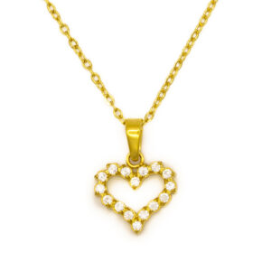 BRUNOshop.cz S4488 Náhrdelník SRDCE s kamínky GOLD