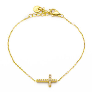 BRUNOshop.cz S4513 Jemný náramek KŘÍŽEK s kamínky GOLD