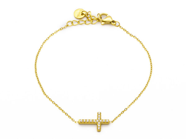 BRUNOshop.cz S4513 Jemný náramek KŘÍŽEK s kamínky GOLD
