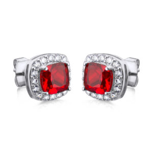BRUNOshop.cz Y0051 Stříbrné náušnice CRYSTAL ČERVENÉ