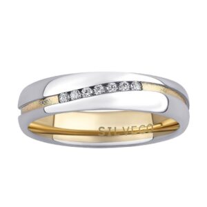 Snubní stříbrný prsten MARIAGE pozlacený žlutým zlatem s Brilliance Zirconia SHG2050ZGPW