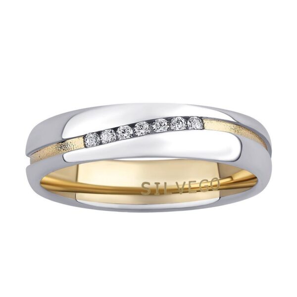 Snubní stříbrný prsten MARIAGE pozlacený žlutým zlatem s Brilliance Zirconia SHG2050ZGPW