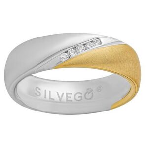 Snubní stříbrný prsten SHULIEN pozlacený 14 kt. žlutým zlatem s Brilliance Zirconia SHG8501RWGP