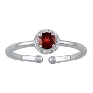 Stříbrný otevřený prsten Lady s pravým Granátem a Brilliance Zirconia JJJ1385RGA