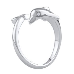 Stříbrný otevřený univerzální prsten Astel delfín s Brilliance Zirconia JJJ0004R