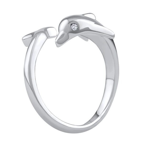 Stříbrný otevřený univerzální prsten Astel delfín s Brilliance Zirconia JJJ0004R
