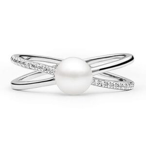 Stříbrný prsten Eternity s pravou přírodní bílou perlou a Brilliance Zirconia LPS3327PWRS