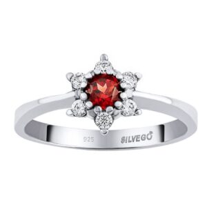Stříbrný prsten Leana s přírodním granátem a Brilliance Zirconia JSW3007SGR
