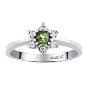Stříbrný prsten Leana s přírodním vltavínem a Brilliance Zirconia JSW3007SVL