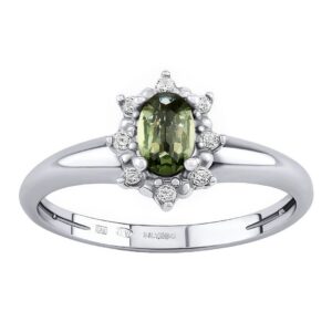 Stříbrný prsten Lina s pravým vltavínem a Brilliance Zirconia JSW3001SVL