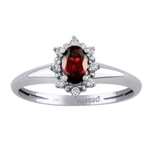 Stříbrný prsten Lina s přírodním granátem a Brilliance Zirconia JSW3001SGR