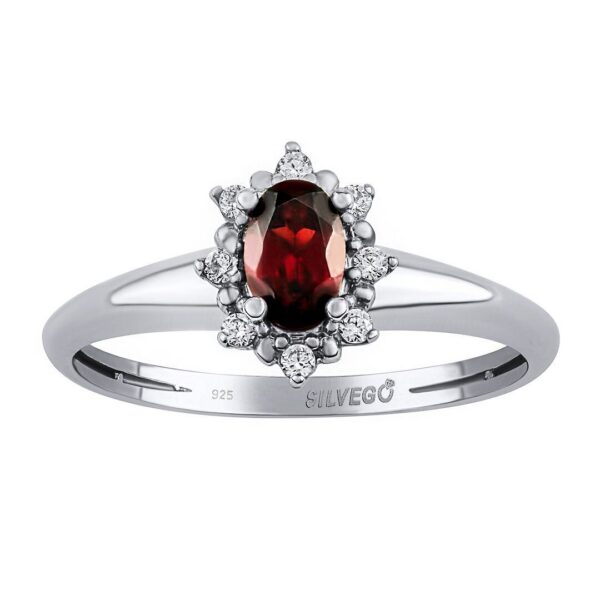Stříbrný prsten Lina s přírodním granátem a Brilliance Zirconia JSW3001SGR