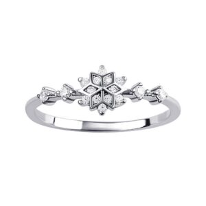 Stříbrný prsten vločka Elsa s Brilliance Zirconia DCC08017RW
