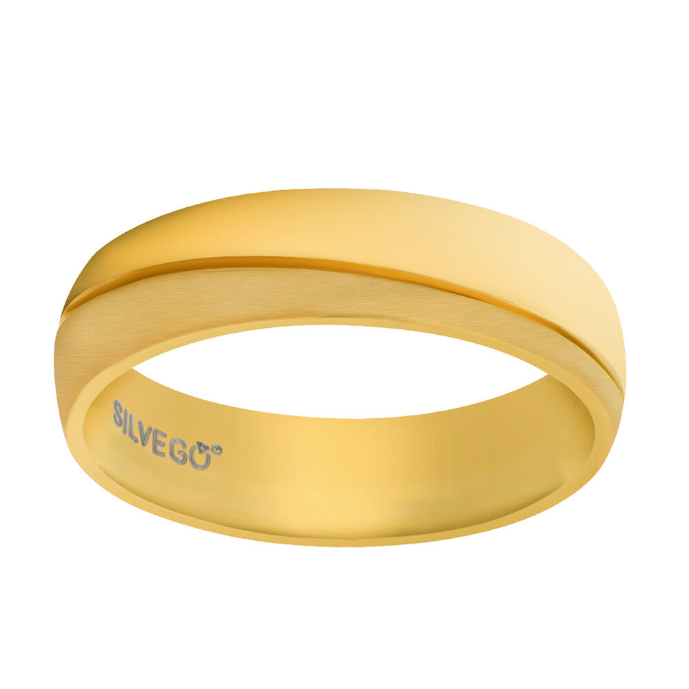 Snubní prsten Glamis z chirurgické oceli pro muže i ženy pozlacený 18 kt žlutým zlatem RRC8453GPM