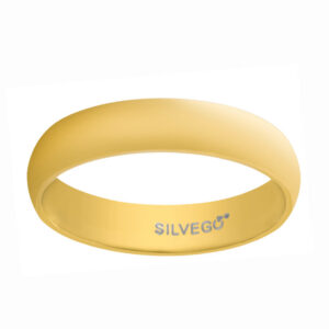 Snubní prsten POESIA z chirurgické oceli pro muže i ženy pozlacený 18kt žlutým zlatem RRC4104GPM