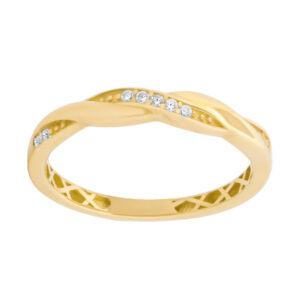Zlatý prsten Asumi pletený ze žlutého zlata s Brilliance Zirconia FNNNK05RGY