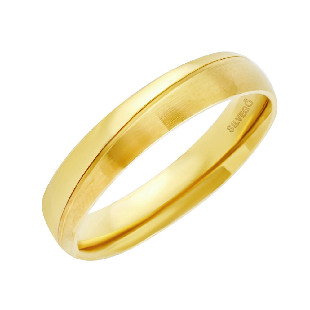 Snubní prsten Glamis z chirurgické oceli pro muže i ženy pozlacený 18 kt žlutým zlatem RRC8453GPM