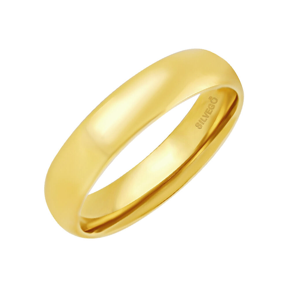 Snubní prsten POESIA z chirurgické oceli pro muže i ženy pozlacený 18kt žlutým zlatem RRC4104GPM