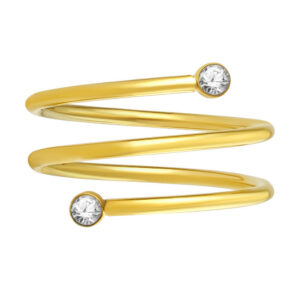 Pozlacený prsten Amal z chirurgické oceli s Brilliance Zirconia KMM54060RGP