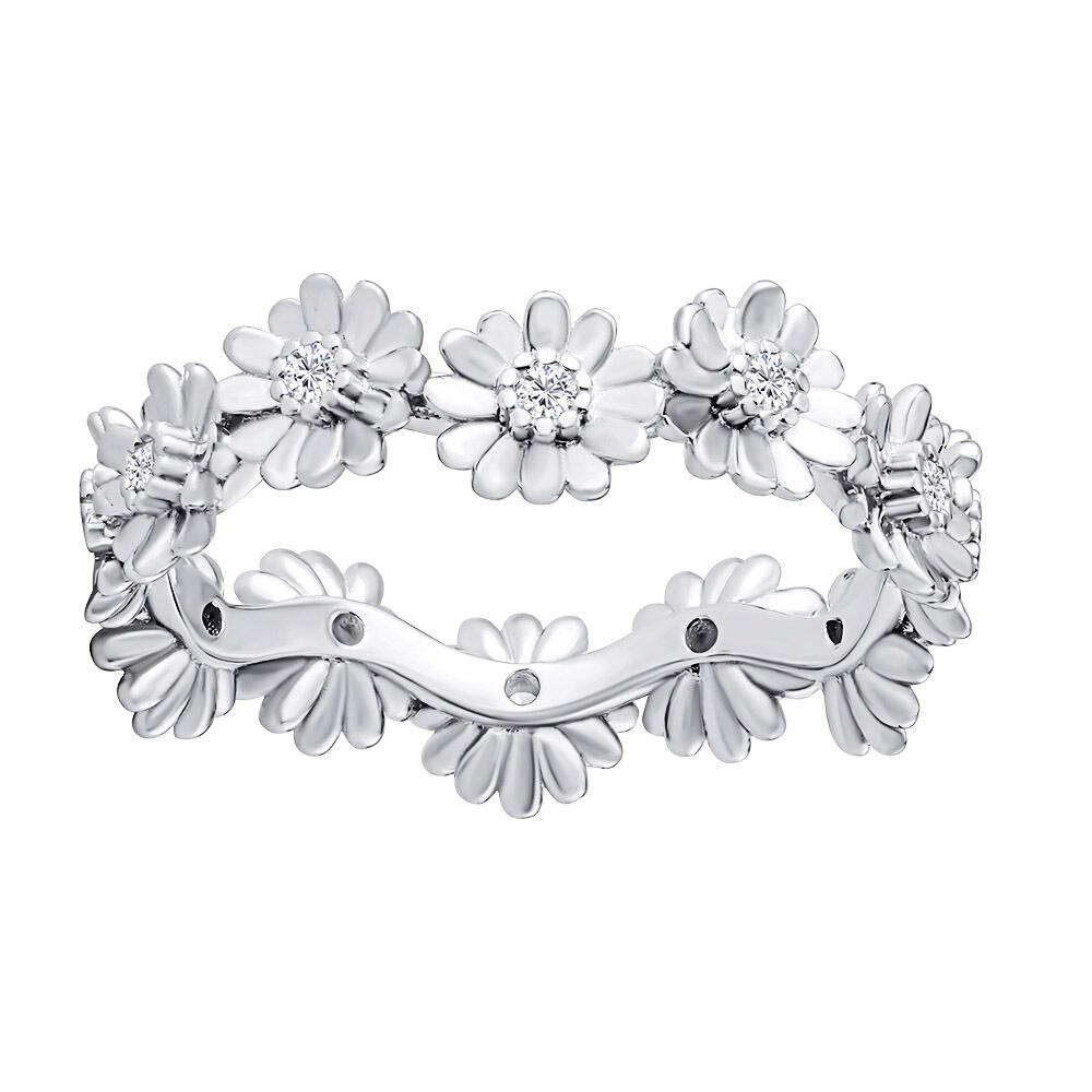 Stříbrný prsten kytičky Flow s Brilliance Zirconia ADDR3732RS