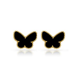 11826 Stříbrné náušnice LUCKY AMELIE black pozlacené