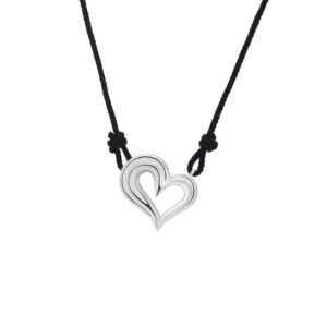 11894 Stříbrný přívěsek HEART s černou šňůrkou