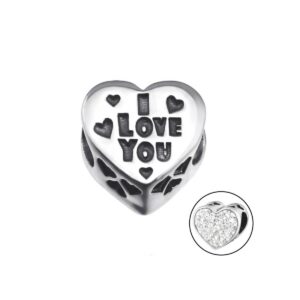 11895 MAY STORY stříbrný korálek I LOVE YOU s čirým zirkonem