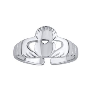 Otevřený stříbrný prsten na nohu Claddagh PRM12193R