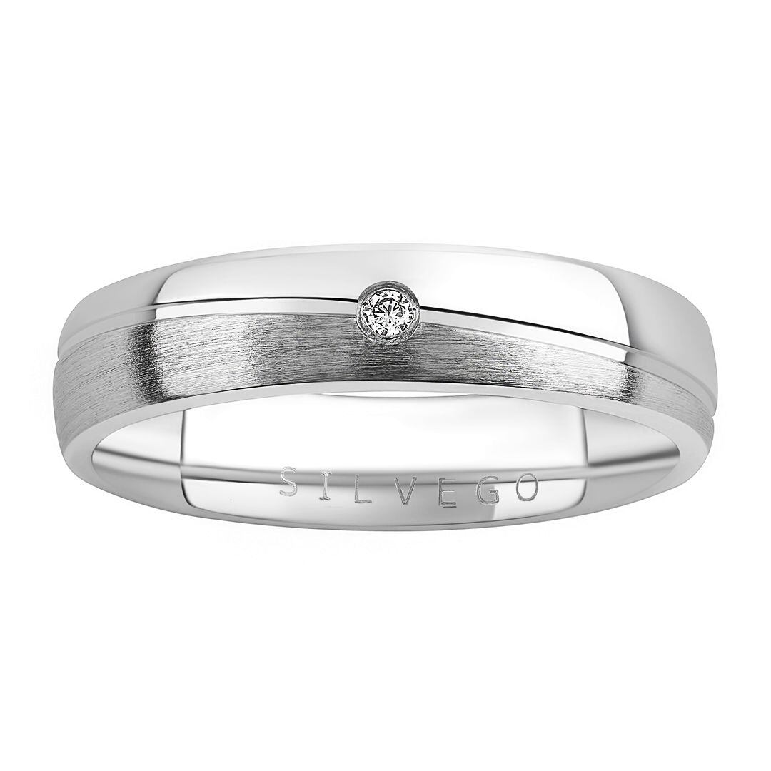 Snubní stříbrný prsten GLAMIS s diamantem 0