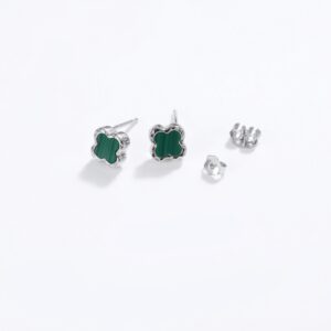 Stříbrné náušnice LUCKY JEANNY – malachit | MAJYA JEWELRY