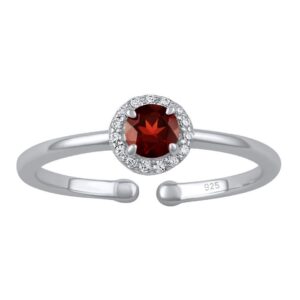 Stříbrný otevřený prsten Lady s pravým Granátem a Brilliance Zirconia JJJ1385RGA