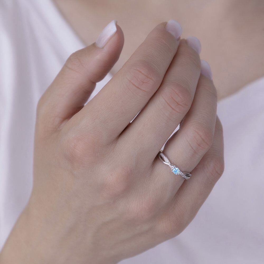 Stříbrný prsten Ellen s pravým modrým Topazem a Brilliance Zirconia JJJR1100TS - Obrázek 2