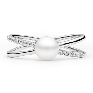 Stříbrný prsten Eternity s pravou přírodní bílou perlou a Brilliance Zirconia LPS3327PWRS