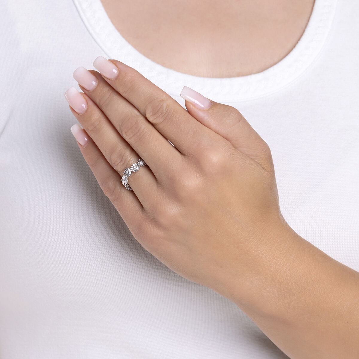 Stříbrný prsten kytičky Flow s Brilliance Zirconia ADDR3732RS - Obrázek 3